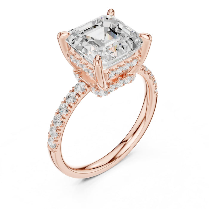 Asscher Lab Grown Diamond Hidden-Halo Engagement Ring rose gold video