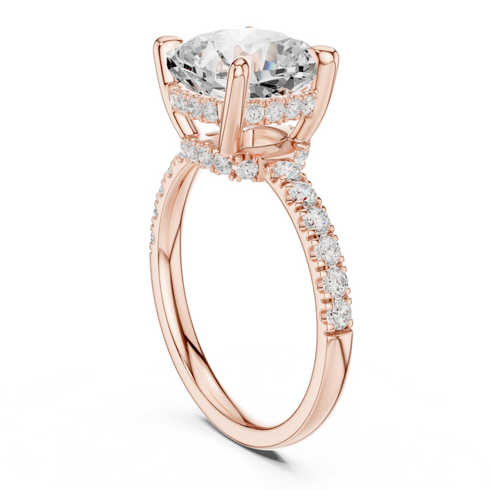 Cushion Lab Grown Diamond Hidden-Halo Engagement Ring yellow gold video