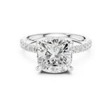 Cushion Lab Grown Diamond Hidden-Halo Engagement Ring