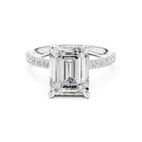 Emerald Lab Grown Diamond Hidden-Halo Engagement Ring