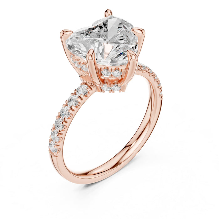 Heart Lab Grown Diamond Hidden-Halo Engagement Ring rose gold video