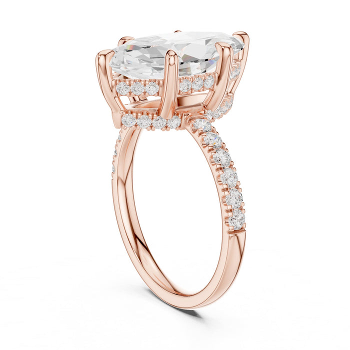 Marquise Lab Grown Diamond Hidden-Halo Engagement Ring yellow gold video