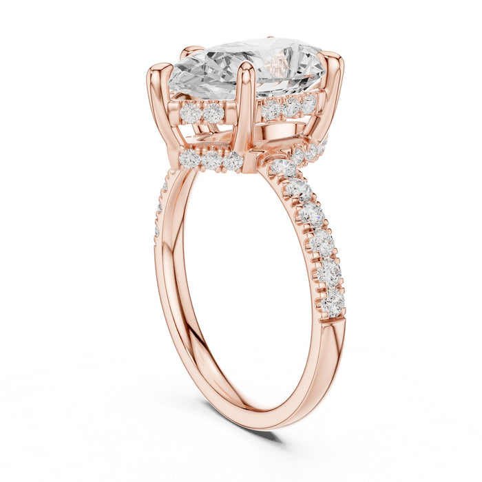 Pear Lab Grown Diamond Hidden-Halo Engagement Ring yellow gold video