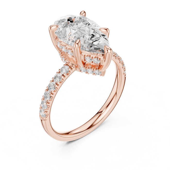 Pear Lab Grown Diamond Hidden-Halo Engagement Ring rose gold video