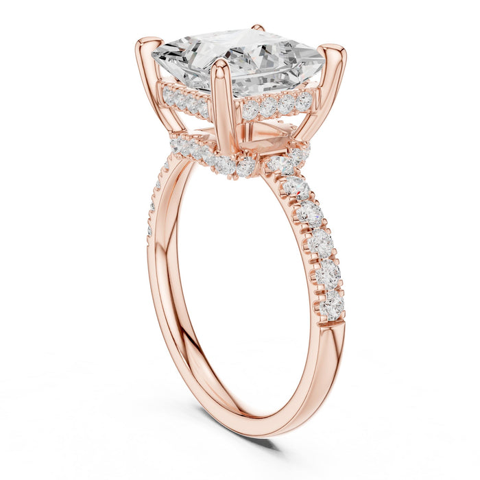 Princess Lab Grown Diamond Hidden-Halo Engagement Ring yellow gold video