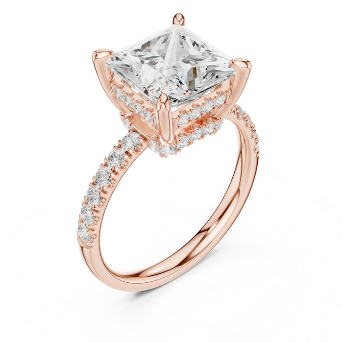 Princess Lab Grown Diamond Hidden-Halo Engagement Ring rose gold video