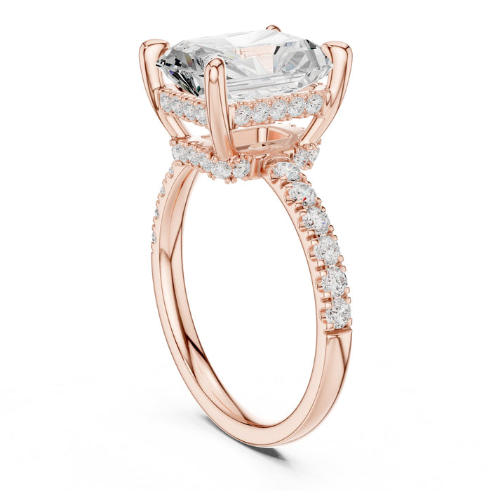 Emerald Lab Grown Diamond Hidden-Halo Engagement Ring yellow gold video