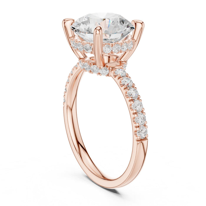 Round Lab Grown Diamond Hidden-Halo Engagement Ring yellow gold video