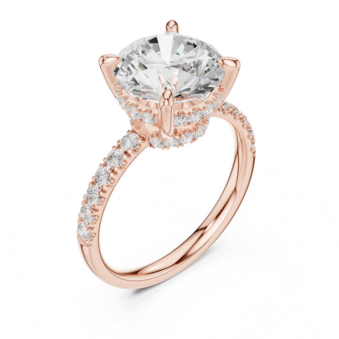 Round Lab Grown Diamond Hidden-Halo Engagement Ring rose gold video
