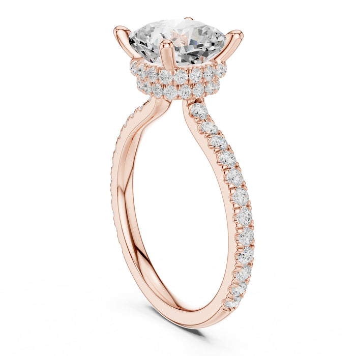 Cushion Lab Grown Diamond Hidden-Halo Engagement Ring rose gold video