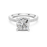 Cushion Lab Grown Diamond Hidden-Halo Engagement Ring