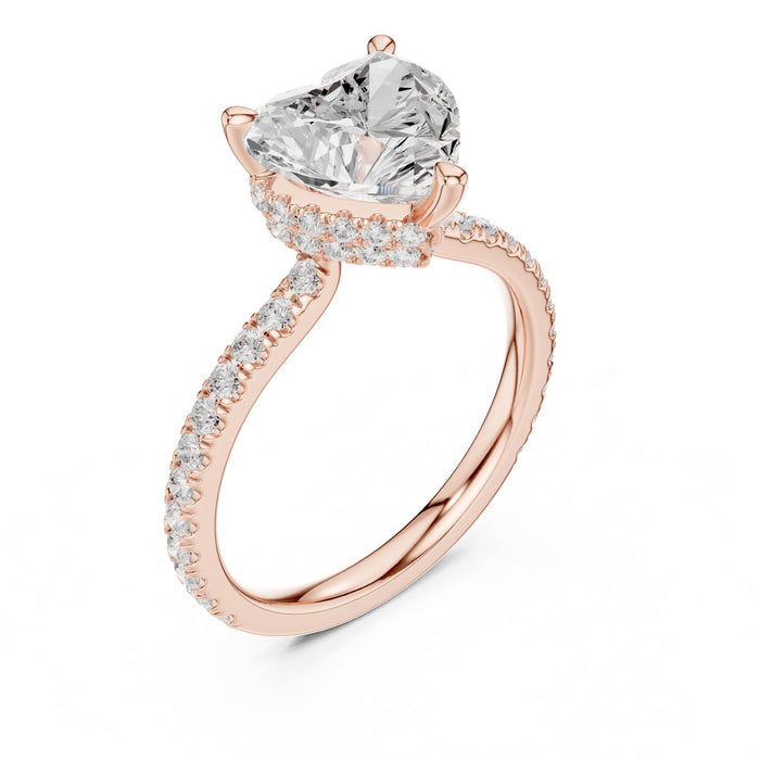 Heart Lab Grown Diamond Hidden-Halo Engagement Ring rose gold video