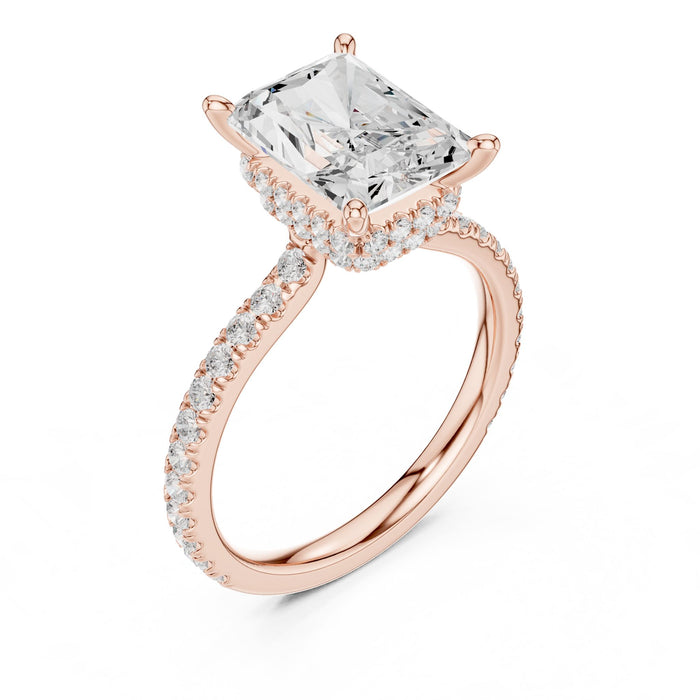 Emerald Lab Grown Diamond Halo Engagement Ring rose gold video