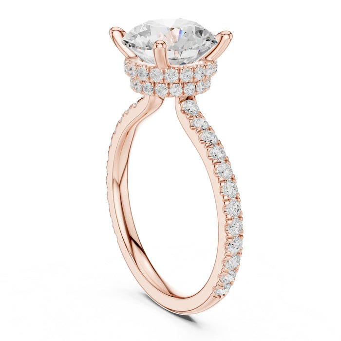 Round Lab Grown Diamond Halo Engagement Ring rose gold video