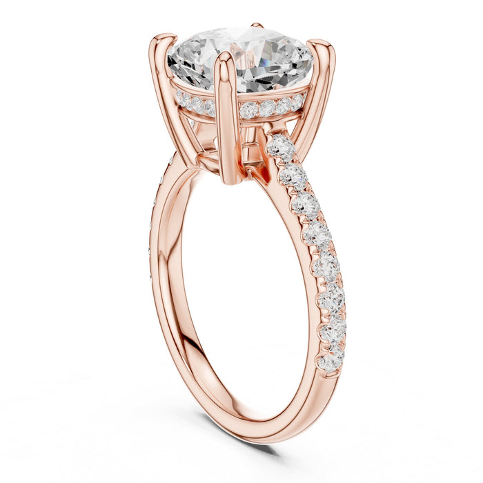 Cushion Lab Grown Diamond Pave Engagement Ring yellow gold video