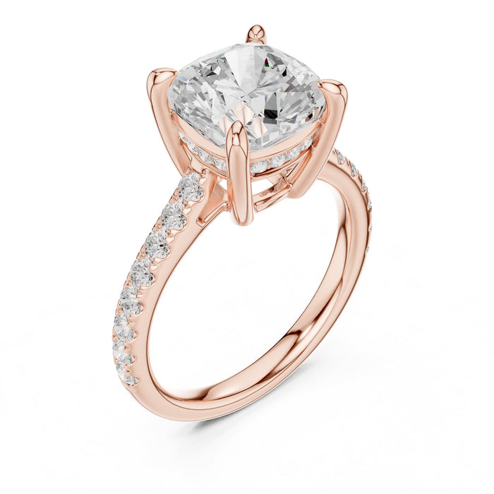 Cushion Lab Grown Diamond Pave Engagement Ring rose gold video