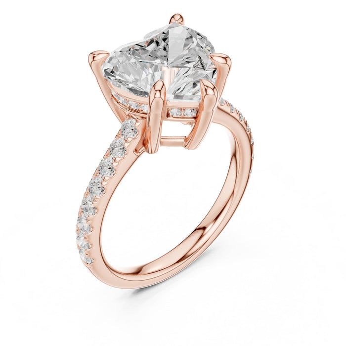 Heart Lab Grown Diamond Side-Stone Engagement Ring rose gold video