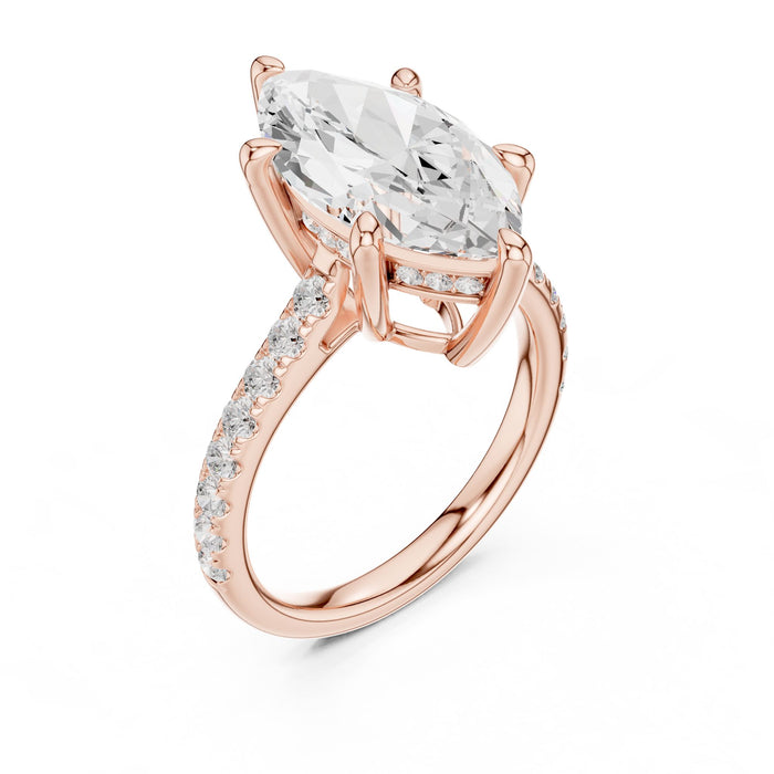 Marquise Lab Grown Diamond Side-Stone Engagement Ring rose gold video