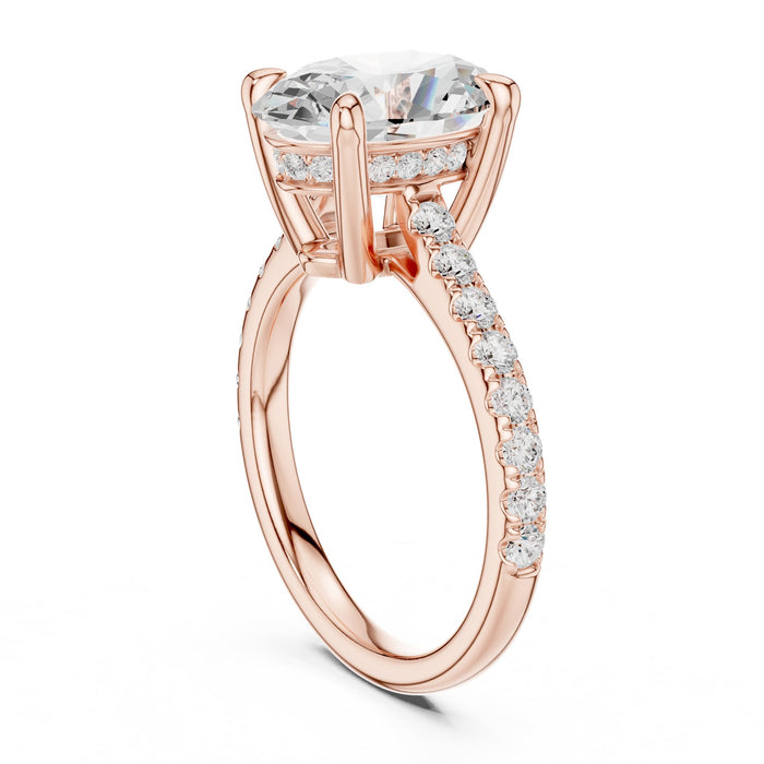 Oval Lab Grown Diamond Pave Engagement Ring yellow gold video