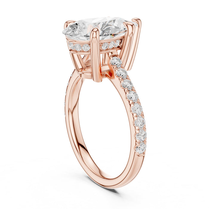 Pear Lab Grown Diamond Hidden-Halo Engagement Ring yellow gold video