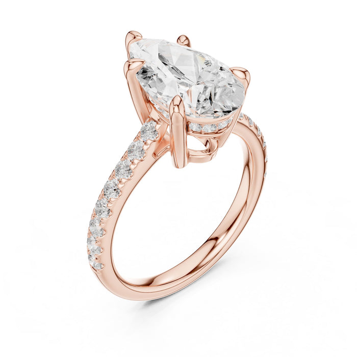 Pear Lab Grown Diamond Hidden-Halo Engagement Ring rose gold video