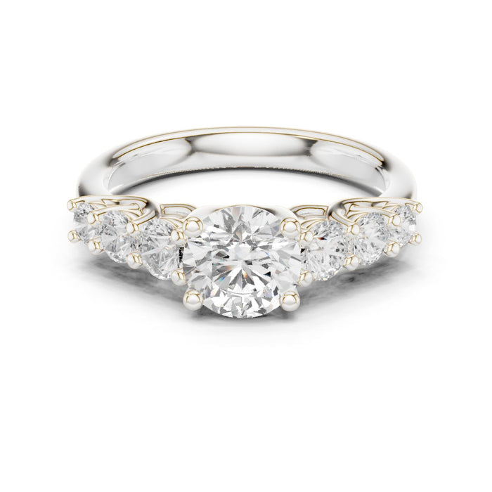 Round Lab Grown Diamond Three-Stone Engagement Ring rose gold video