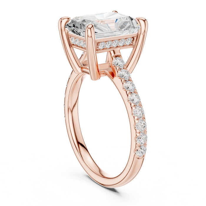 Radiant Lab Grown Diamond Pave Engagement Ring yellow gold video