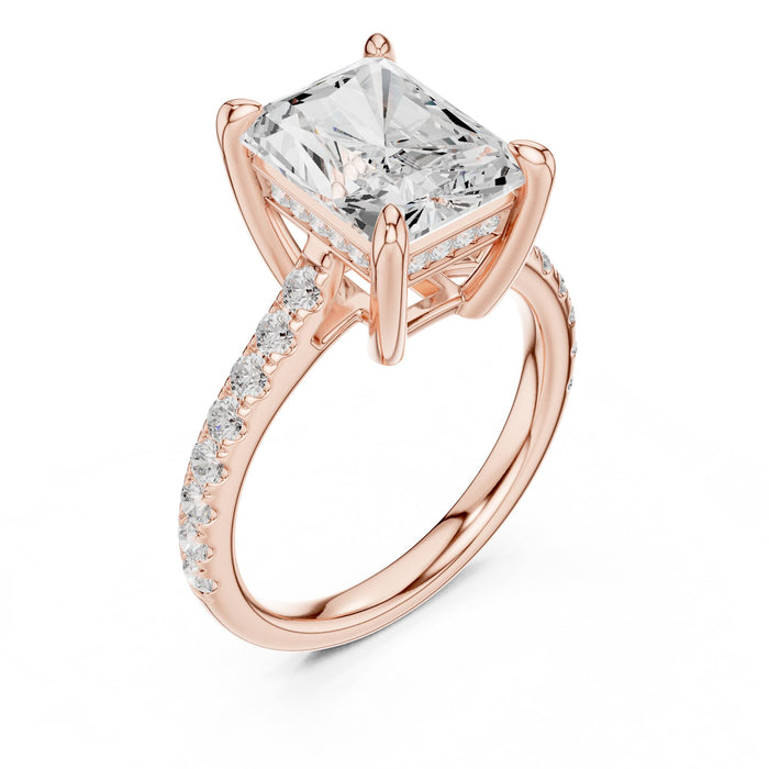 Radiant Lab Grown Diamond Pave Engagement Ring rose gold video