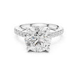 Round Lab Grown Diamond Side-Stone Engagement Ring