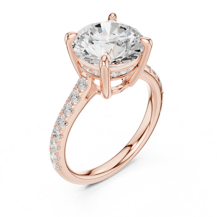 Round Lab Grown Diamond Side-Stone Engagement Ring rose gold video