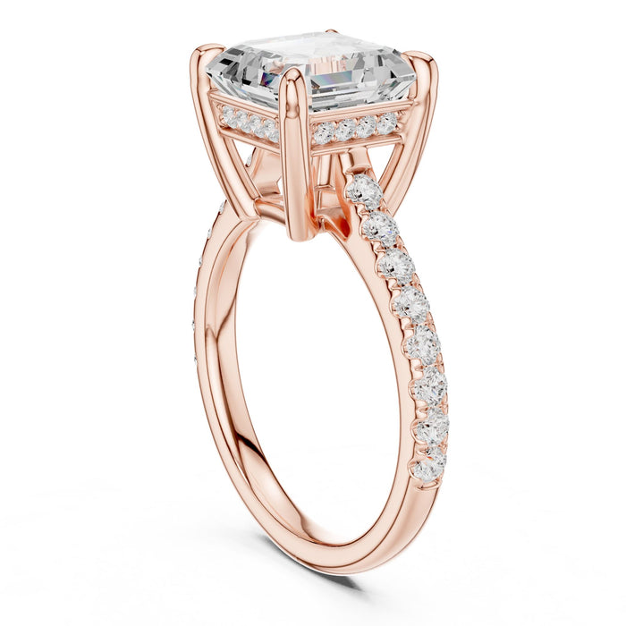 Asscher Lab Grown Diamond Pave Engagement Ring yellow gold video