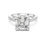 Asscher Lab Grown Diamond Pave Engagement Ring