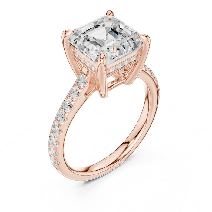 Asscher Lab Grown Diamond Pave Engagement Ring rose gold video