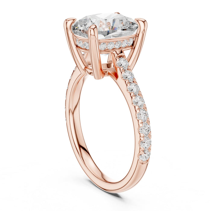 Cushion Lab Grown Diamond Hidden-Halo Engagement Ring yellow gold video