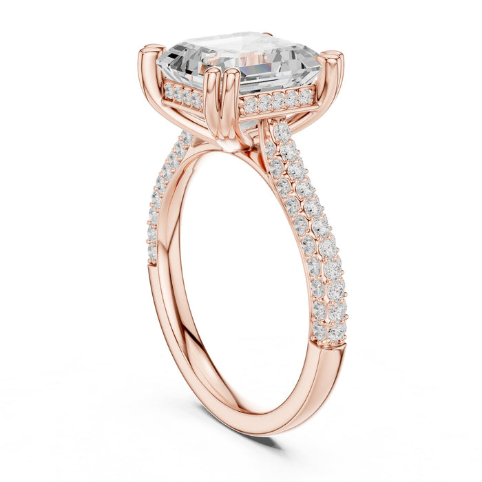 Asscher Lab Grown Diamond Pave Engagement Ring yellow gold video