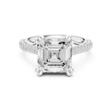 Asscher Lab Grown Diamond Pave Engagement Ring