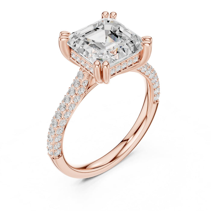 Asscher Lab Grown Diamond Pave Engagement Ring rose gold video