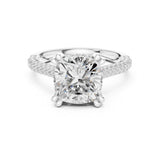 Cushion Lab Grown Diamond Hidden-Halo Engagement Ring