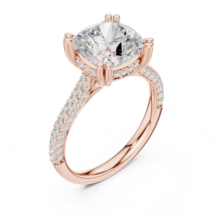 Cushion Lab Grown Diamond Hidden-Halo Engagement Ring rose gold video
