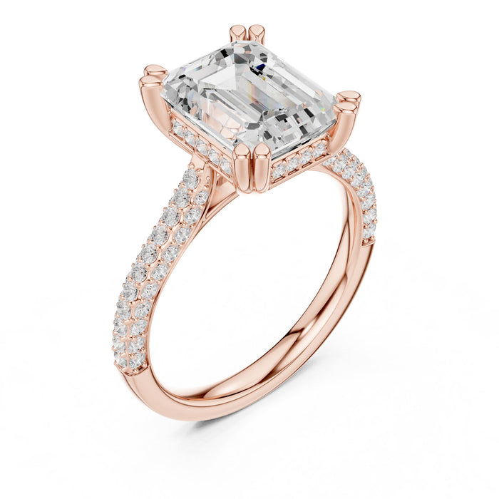Emerald Lab Grown Diamond Pave Engagement Ring rose gold video