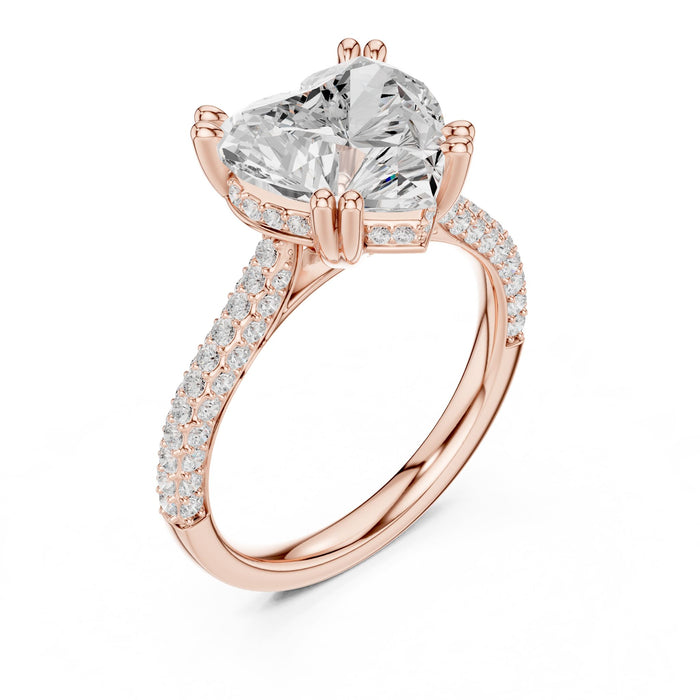 Heart Lab Grown Diamond Pave Engagement Ring rose gold video