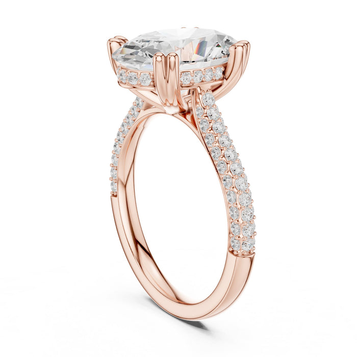 Oval Lab Grown Diamond Pave Engagement Ring yellow gold video