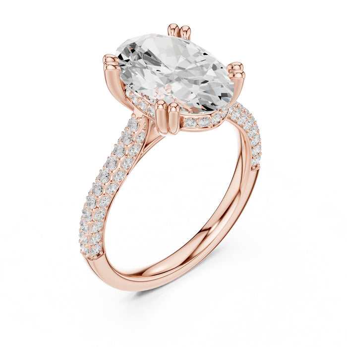 Oval Lab Grown Diamond Pave Engagement Ring rose gold video