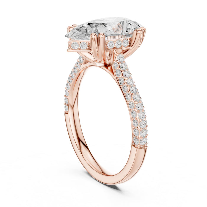 Pear Lab Grown Diamond Pave Engagement Ring yellow gold video