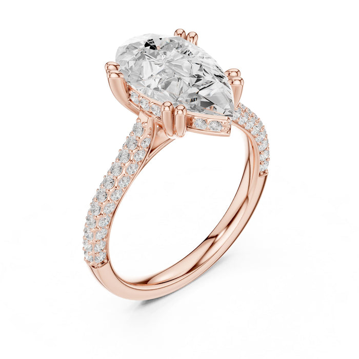 Pear Lab Grown Diamond Pave Engagement Ring rose gold video