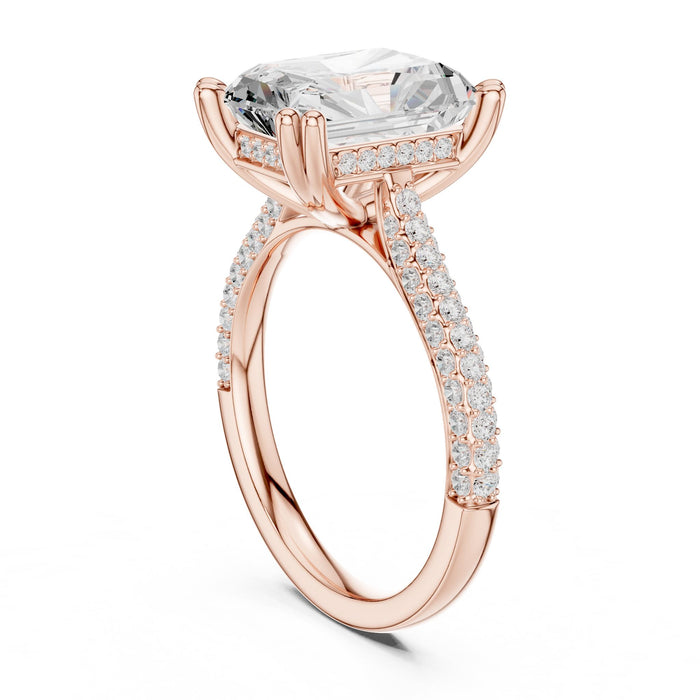 Emerald Lab Grown Diamond Pave Engagement Ring yellow gold video
