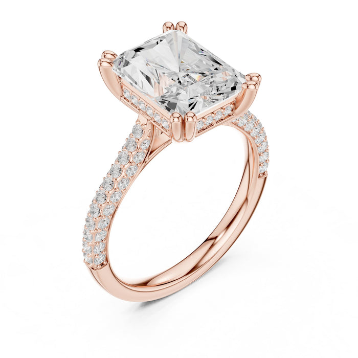 Emerald Lab Grown Diamond Pave Engagement Ring rose gold video