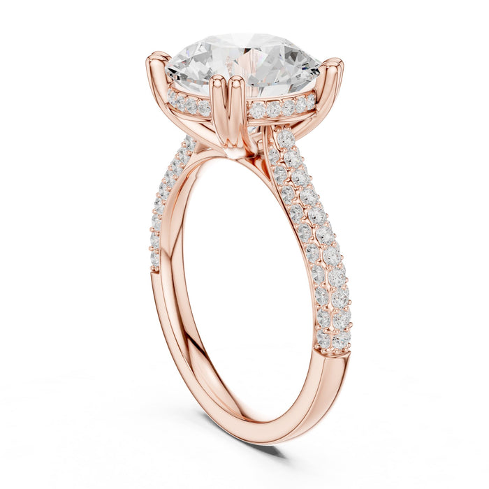 Round Lab Grown Diamond Hidden-Halo Engagement Ring yellow gold video