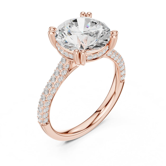 Round Lab Grown Diamond Hidden-Halo Engagement Ring rose gold video