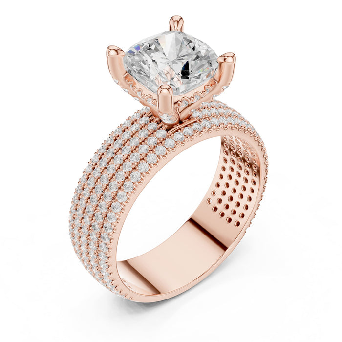 Cushion Lab Grown Diamond Pave Engagement Ring rose gold video